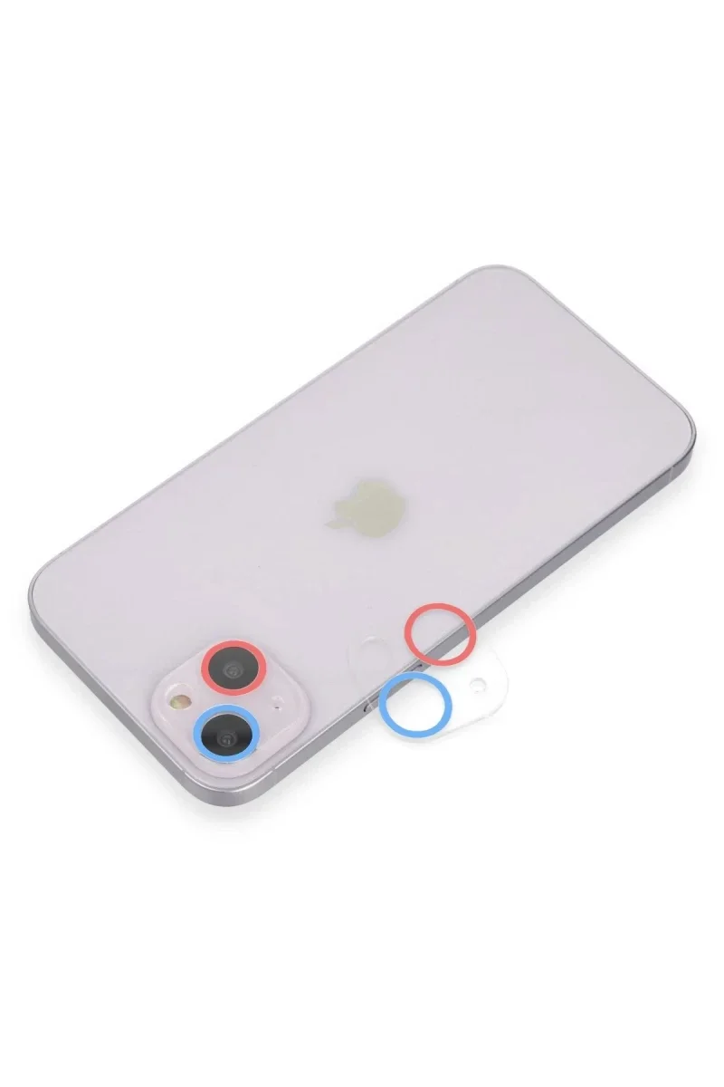 Apple iPhone 13 ni Renkli Kamera Lens Koruma Cam - Pembe-Mavi