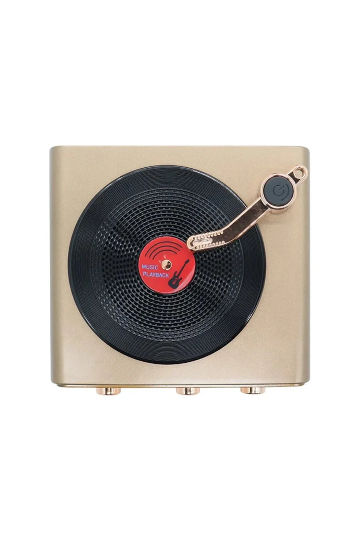 Metalik Nostaljik Tasarım Plak Çalar Görünümlü Radyolu Bluetooth Hoparlör Retro Müzik Plak görsel 4