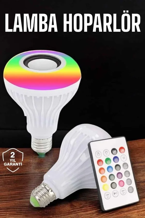 Kablosuz Bluetooth Hoparlör Led Lamba görsel 2