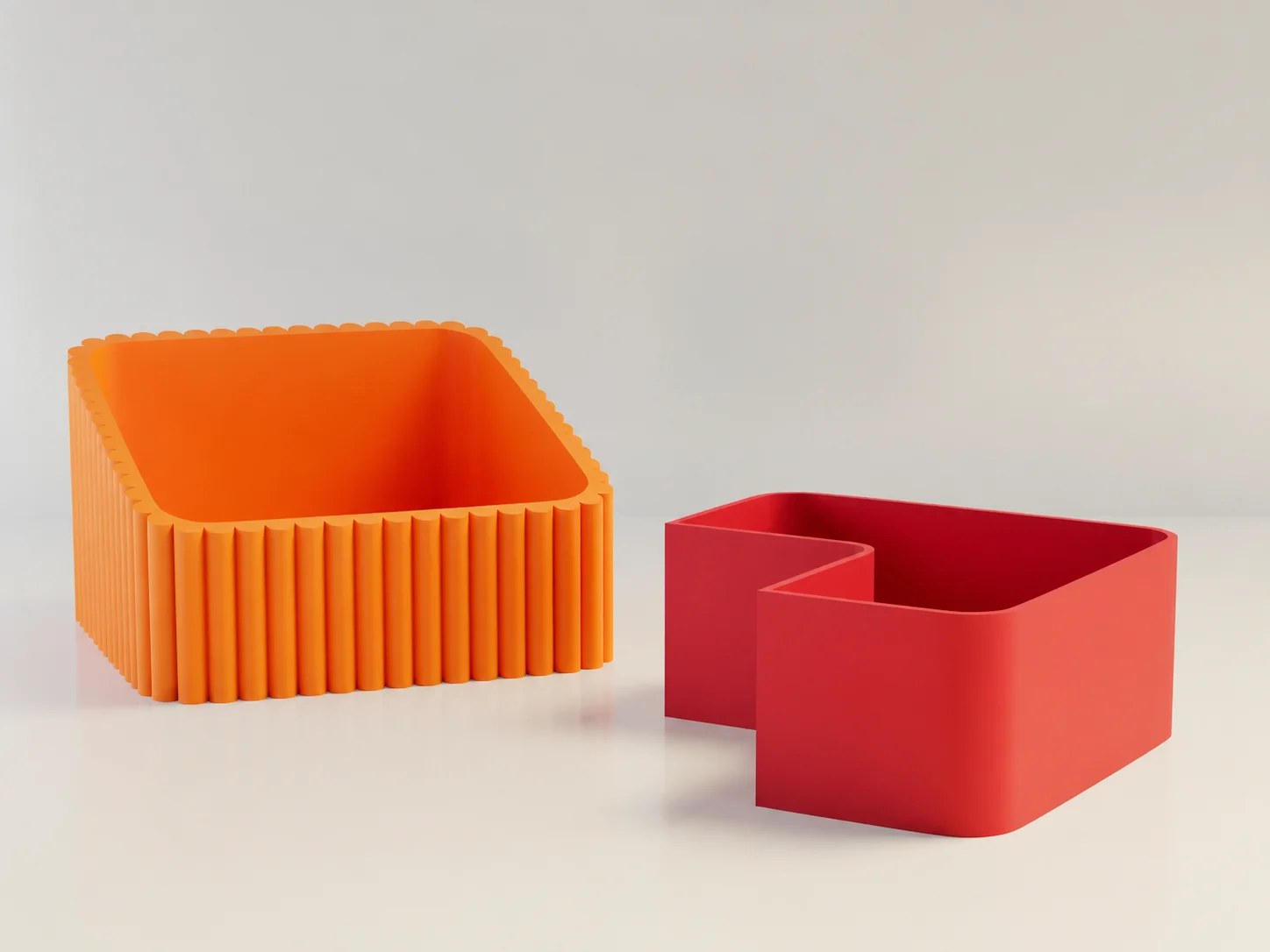 3D Baskı Fıstık Kasesi - Çift Hazneli Kabuk Ayırıcı Sunum Kasesi - Turuncu Kırmızı görsel 2
