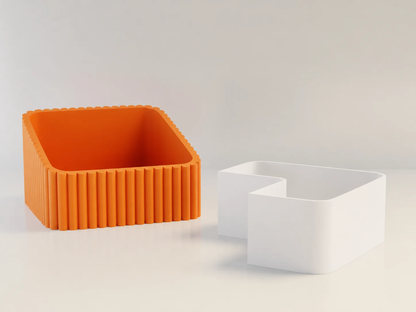 3D Baskı Fıstık Kasesi - Çift Hazneli Kabuk Ayırıcı Sunum Kasesi - Turuncu Beyaz görsel 2