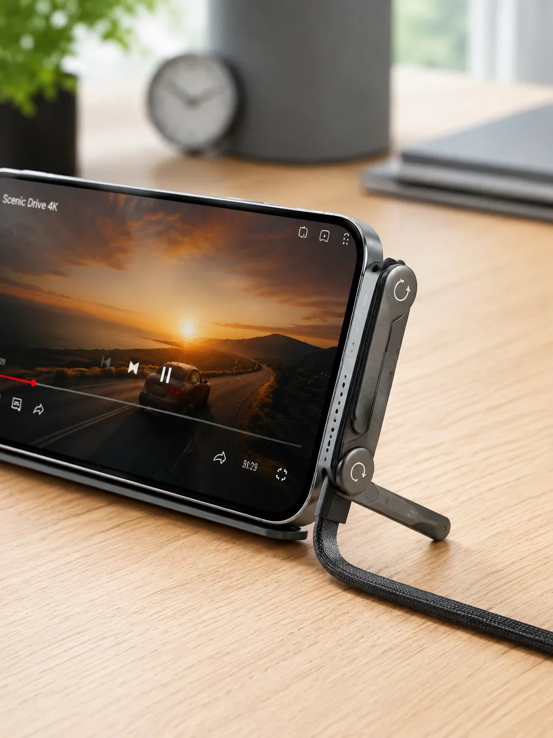 Katlanabilir Telefon Standlı 240W Type-C Hızlı Şarj Kablosu görsel 4