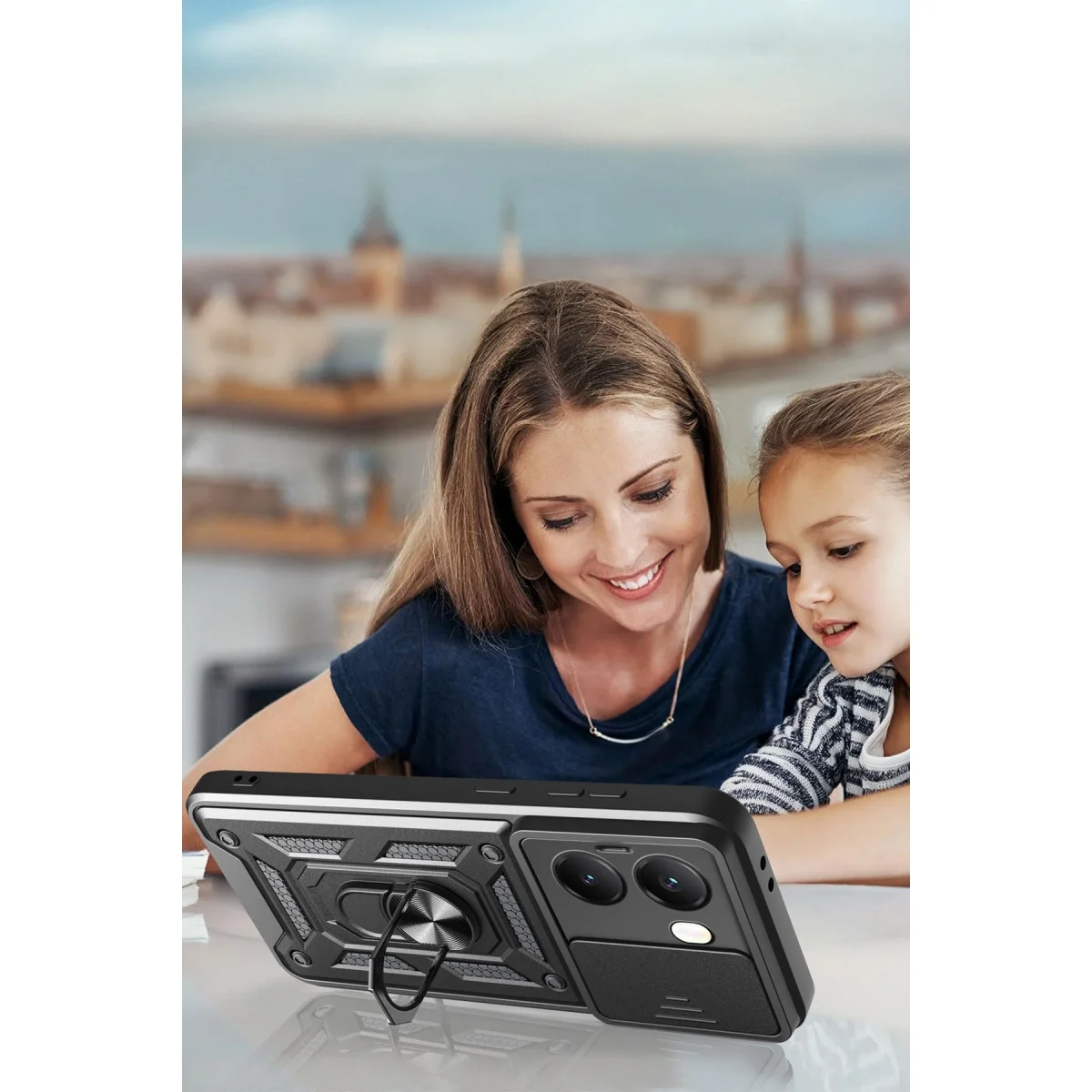 Xiao Poco X7 Pro Kılıf Pars Lens Yüzüklü Silikon - Siyah görsel 3