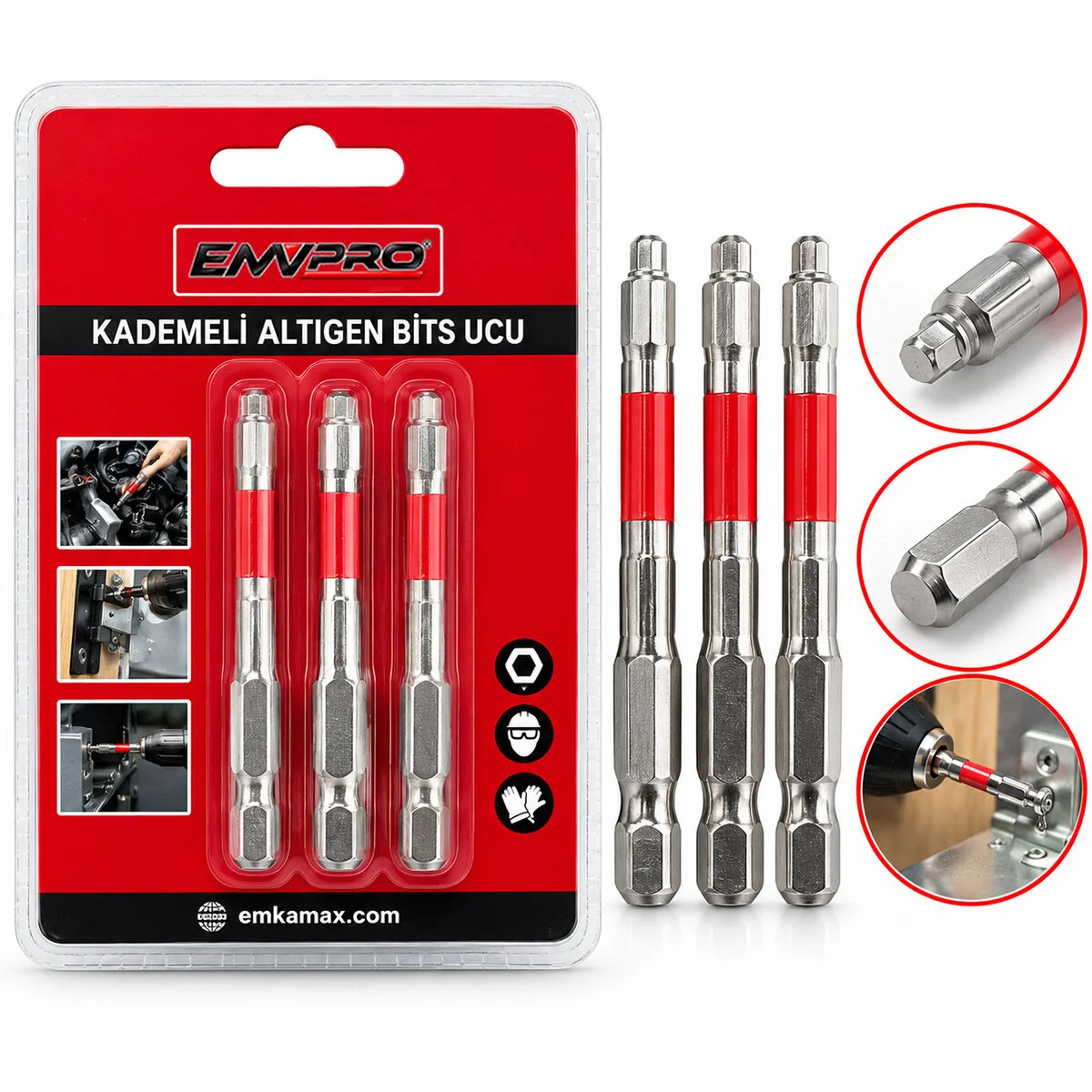 3PCS Kademeli Alyan Bits Ucu - Çok Fonsiyonlu 65MM/2.56 Oın