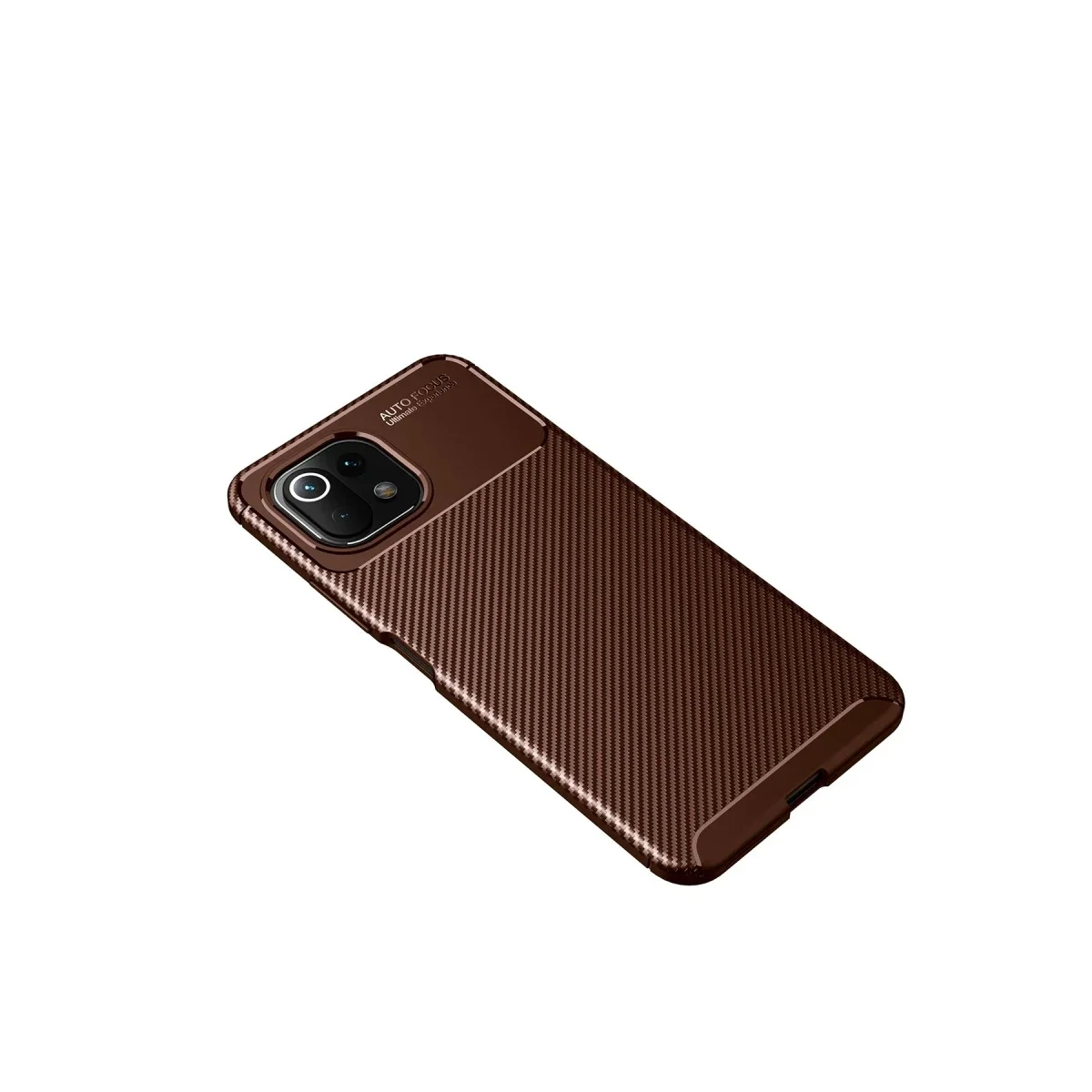 Xiaomi Mİ 11 Lite Kılıf Auto Focus Karbon Kapak - Kahverengi görsel 4