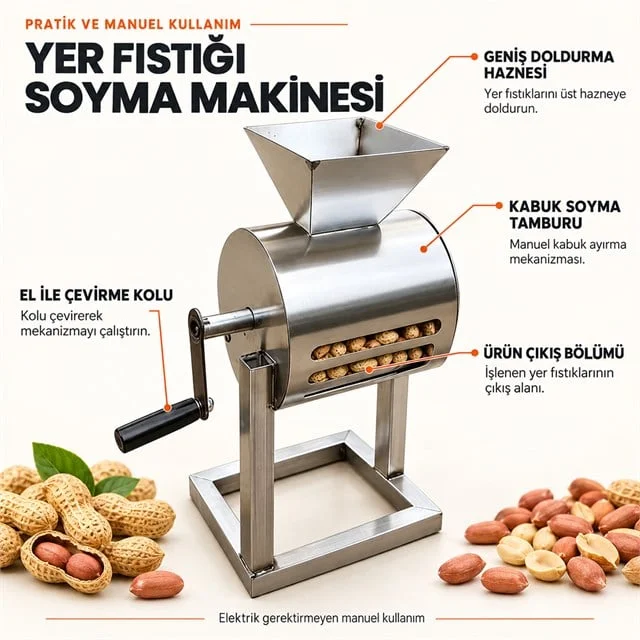 PM-38902 Manuel Yer Fıstığı Soyma Makinesi Metal Profil Gövdeli görsel 2