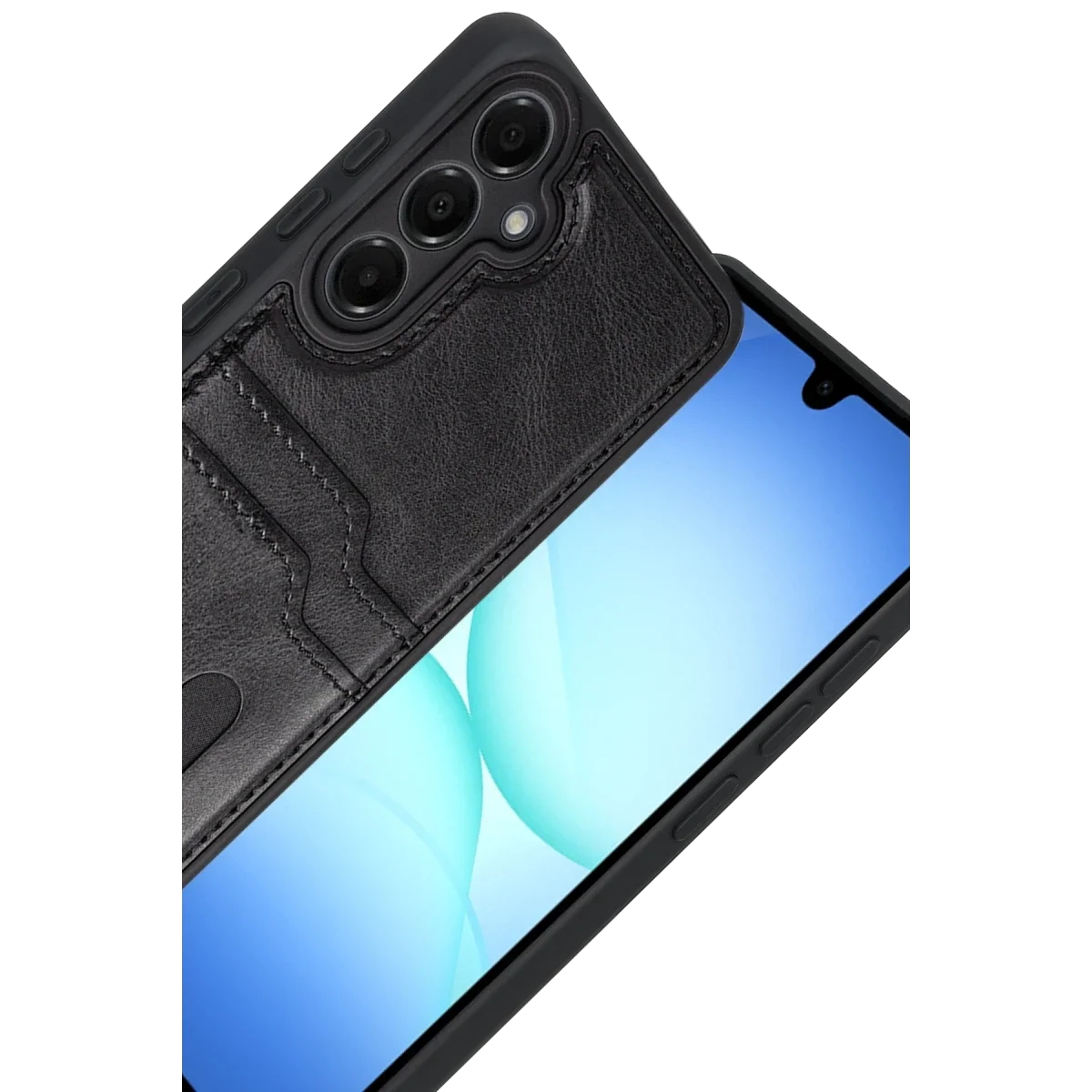 Samsung Galaxy A17 5G Sara Kartvizitli Deri Kılıf - Siyah görsel 2