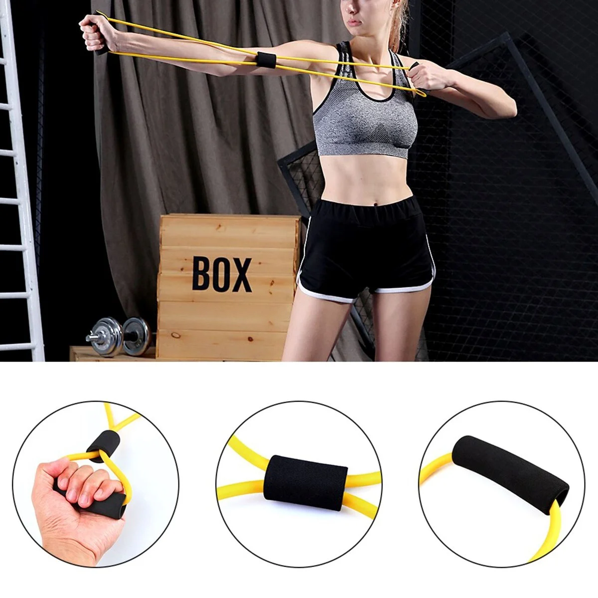 8 Şeklinde Direnç Bandı Yoga Plates Ve Vücut Geliştirme Egzersiz Bandı görsel 3