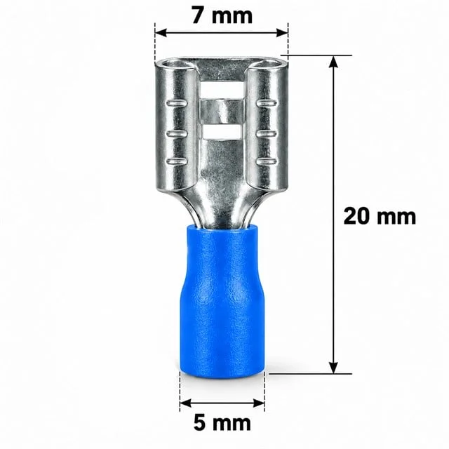 PM-39057 1,5-2,5mm2 Kesit 20x7x5mm Soket Mavi İzoleli Kablo Pabucu (100’lü Paket) görsel 2