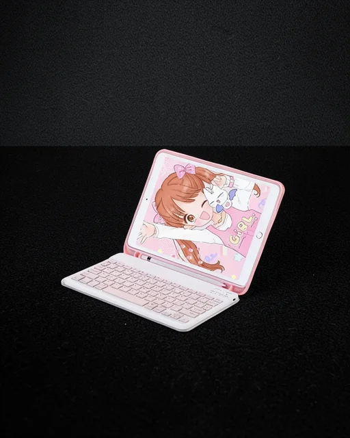 Apple İpad Pro 12.9 (2022) Kılıf Kc01 Smart Klavyeli Tablet Kılıfı - Pembe