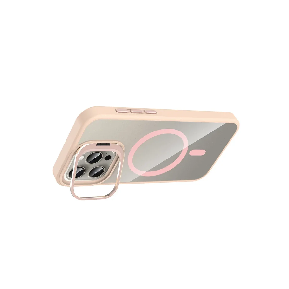 Joko Apple iPhone 15 Pro Max Remim Lensli Magsafe Standlı Kapak - Pembe görsel 3