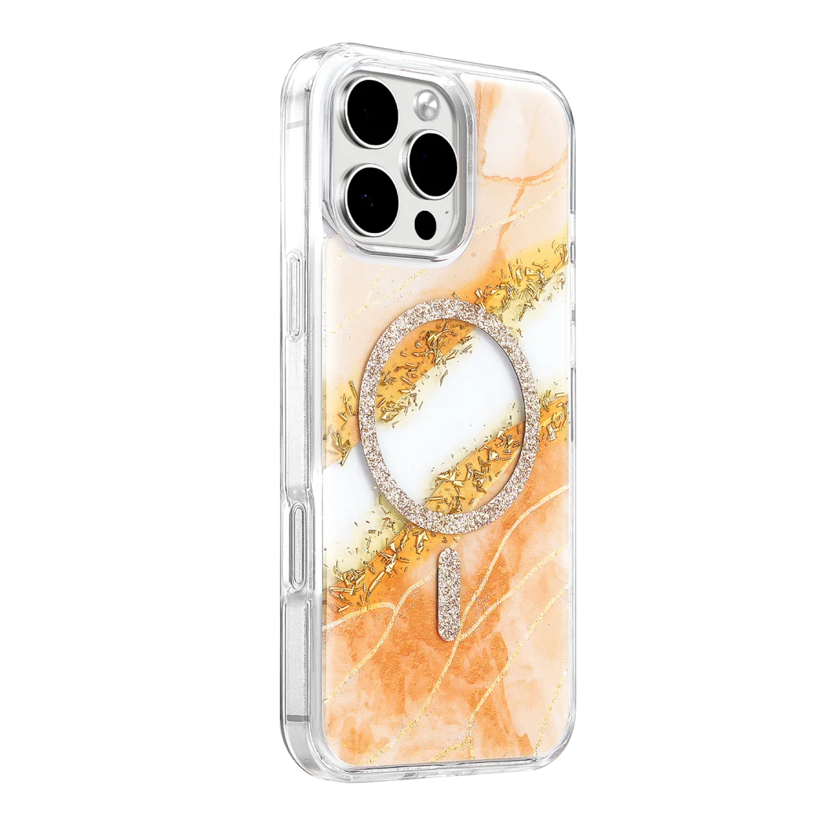 Onegif Apple iPhone 16 Pro Max Lotus Simli Magsafe Kapak - Turuncu görsel 2