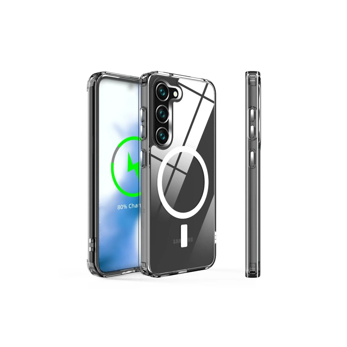 Samsung Galaxy S23 Kılıf Magneticsafe Şeffaf Silikon - Şeffaf görsel 4