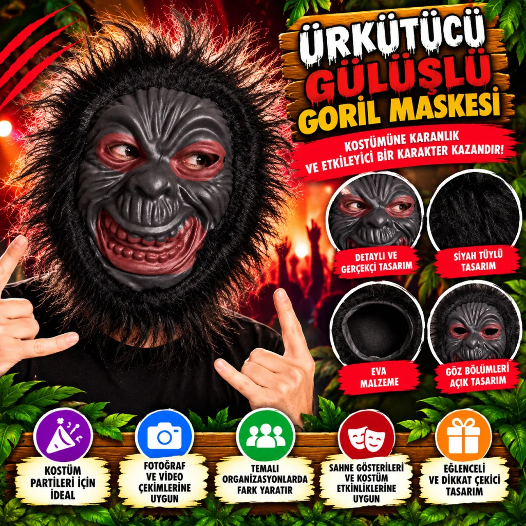 Eva Goril Maskesi – Ürkütücü Gülüşlü Goril görsel 2