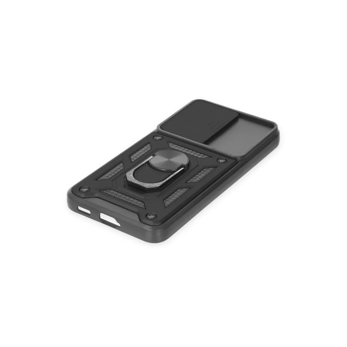 Samsung Galaxy S23 Kılıf Pars Lens Yüzüklü Silikon - Siyah görsel 5