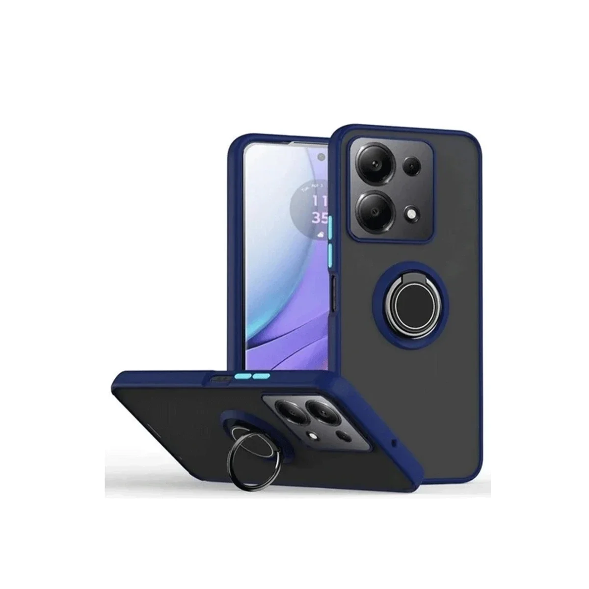 Xiaomi Redmi Note 13 Pro 5G Kılıf Montreal Yüzüklü Silikon Kapak - Lacivert