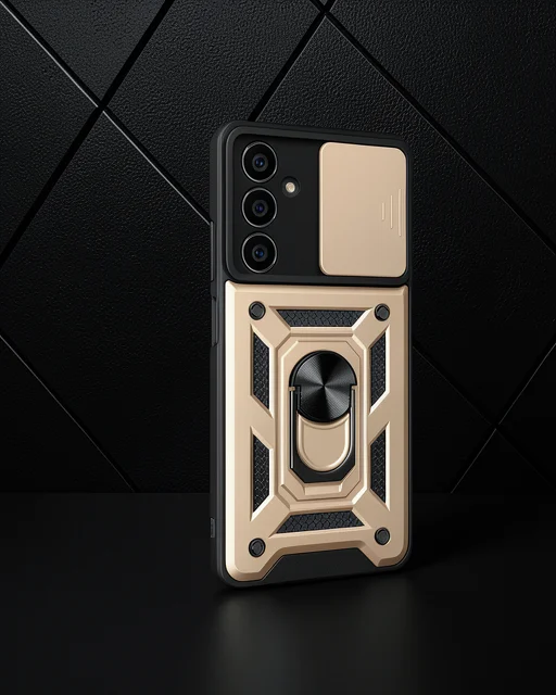 Samsung Galaxy A05s Kılıf Pars Lens Yüzüklü Silikon - Gold