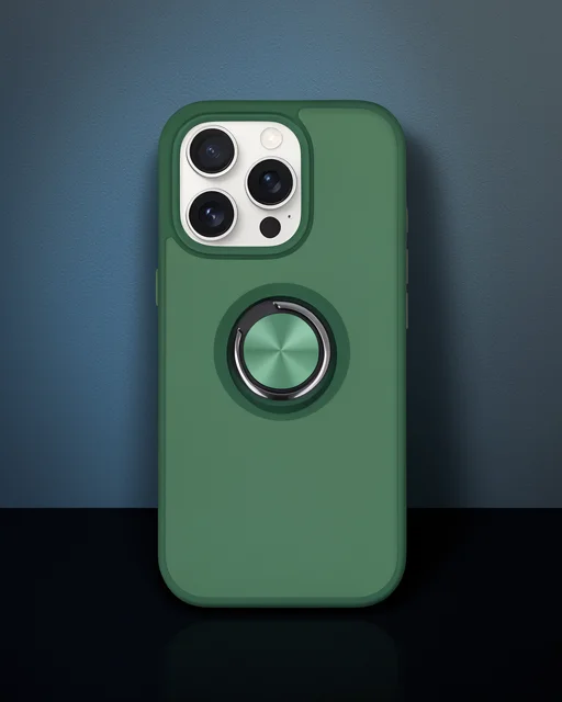 Apple İphone 16 Pro Kılıf Montreal Yüzüklü Silikon Kapak - Yeşil