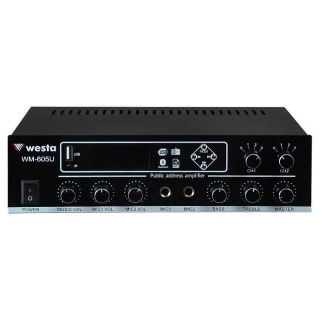Westa WM-605U USB-Bluetooth 2 Bölgeli 2 Mikrofon Girişli 100 Watt Trafolu Anfi görsel 5