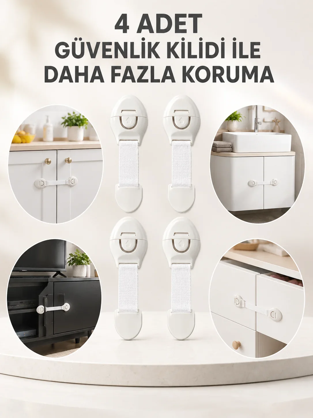 4'lü Esnek Kayışlı Çocuk Güvenlik Kilidi Pratik ve Güvenli Kullanım