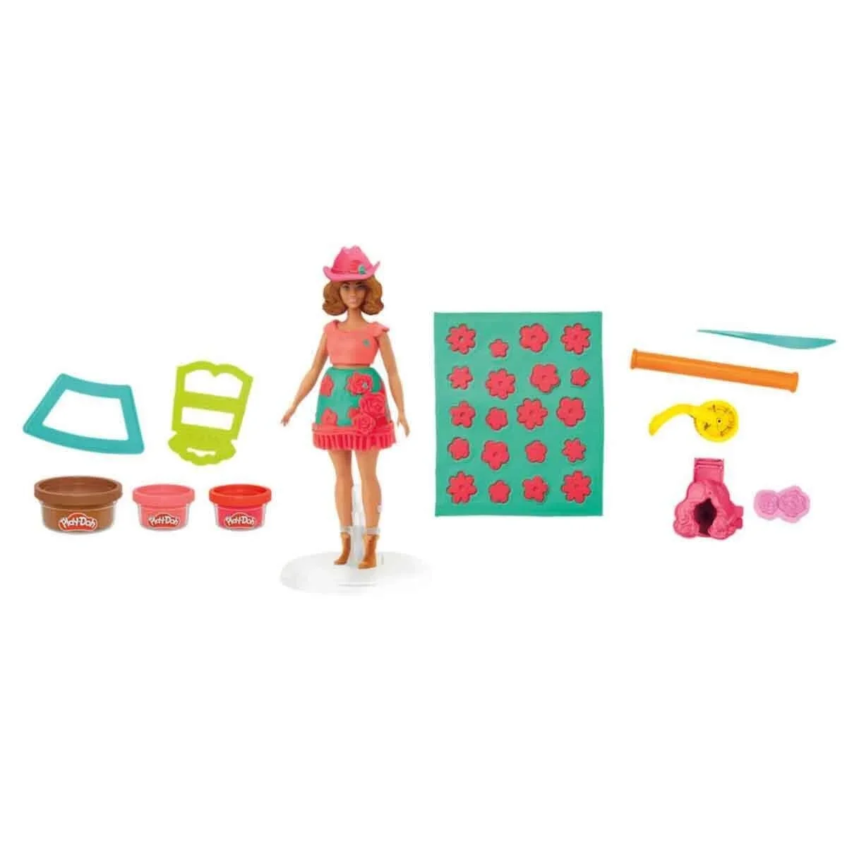 G1360 Play-Doh Barbie Çiçek Desenleri ve Püsküller Hamur Oyun Seti +3 yaş görsel 2