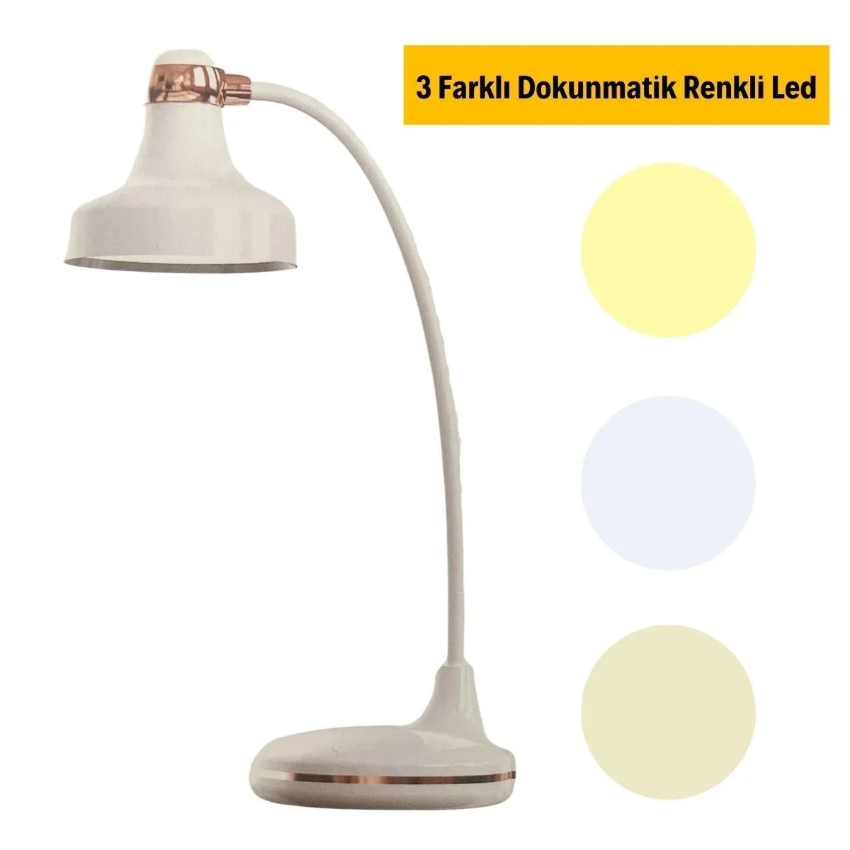Dokunmatik 3 Farklı LED Işıklı Çalışma Masası Üstü Lamba görsel 5