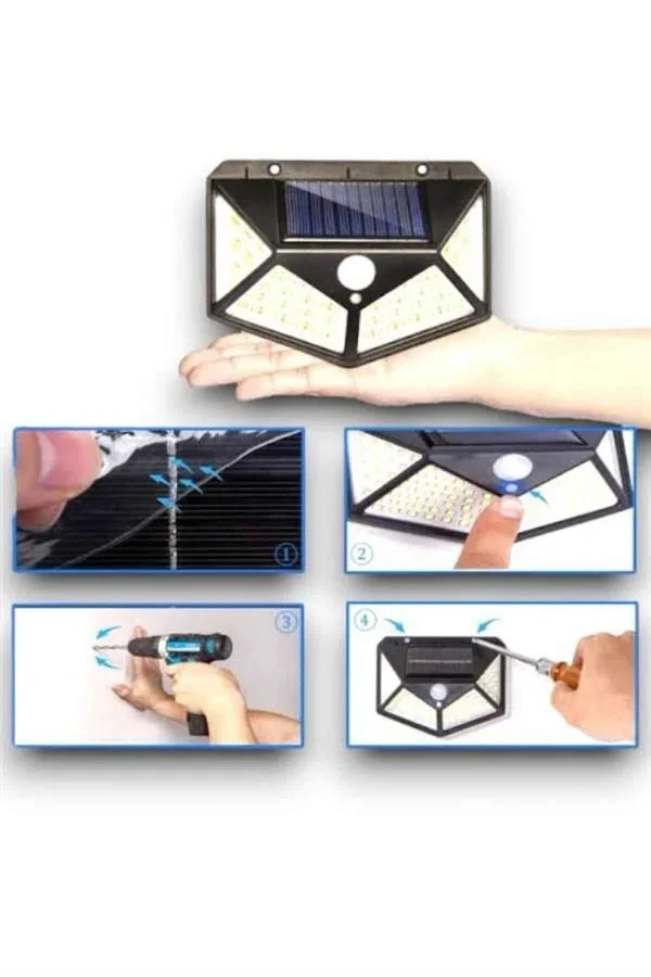 Güneş Enerjili Bahçe Lambası 100 Led Bahçe Lambası Bahçe Aydınlatma görsel 5