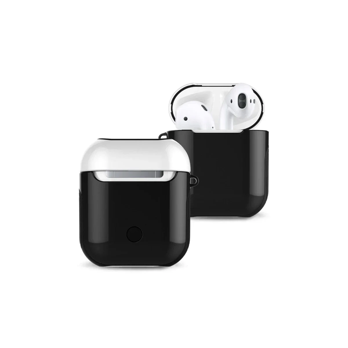 Apple Airpods 2 (2.nesil) 3in1 Kılıf - Siyah-Beyaz