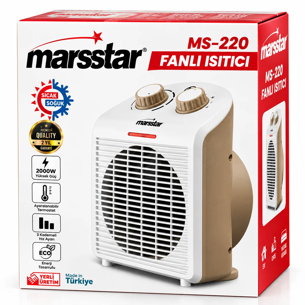 Turbo Fanlı Elektrikli Sıcak ve Soğuk Isıtıcı - 3 Kademe görsel 2