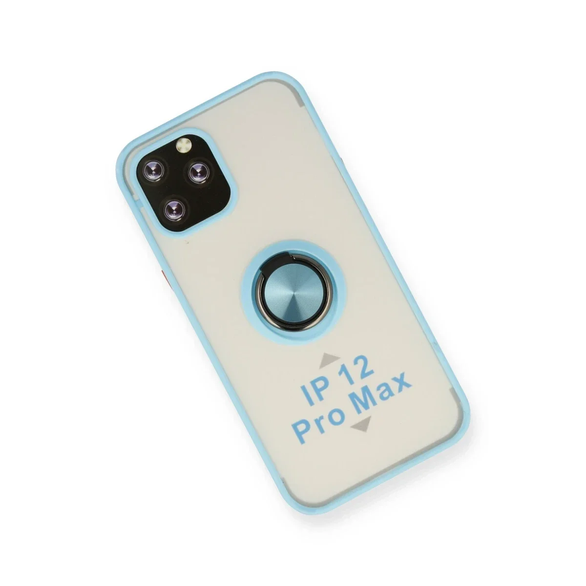 Apple iPhone 12 Pro Max Kılıf Montreal Yüzüklü Silikon Kapak - Buz Mavi görsel 3