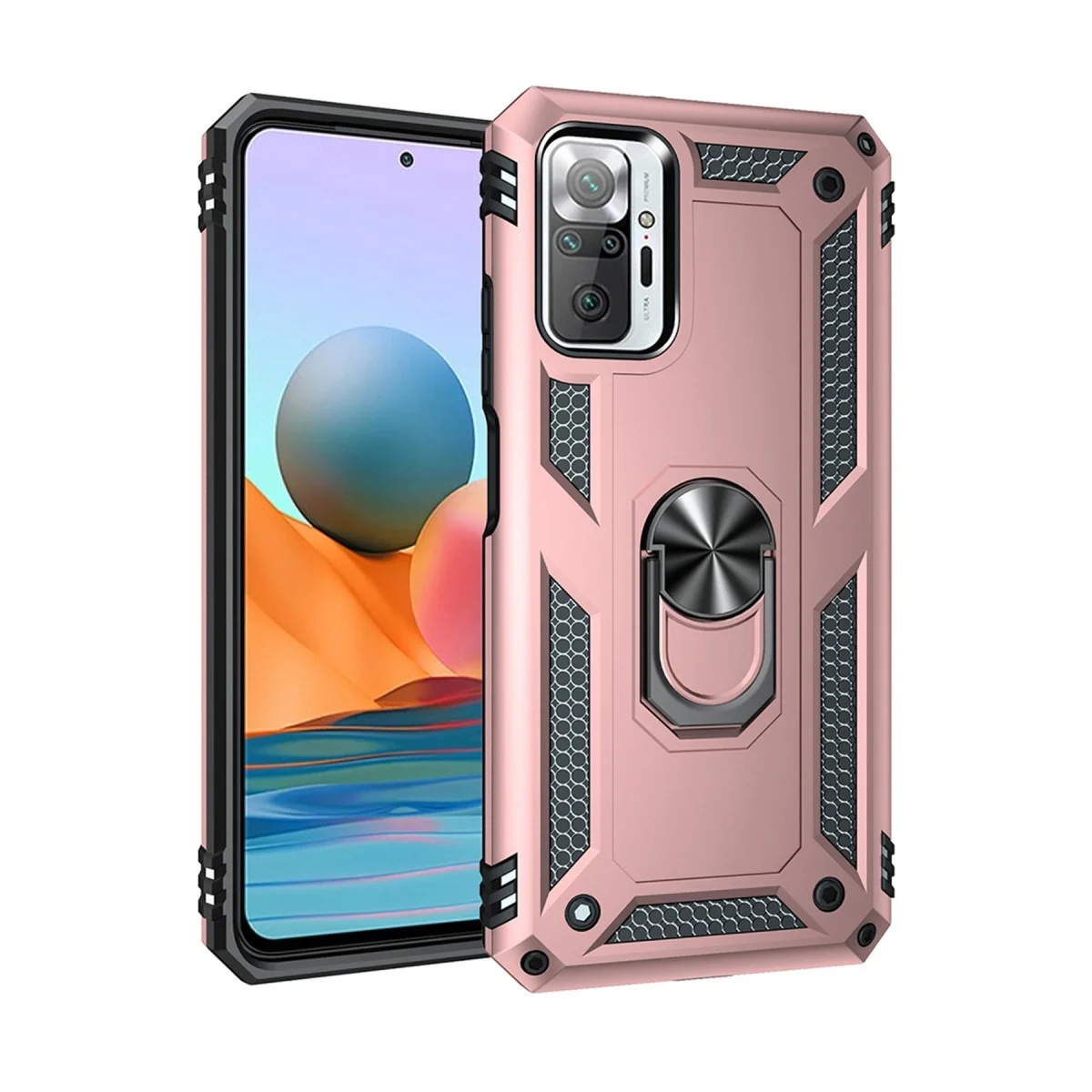 Xiaomi Redmi Note 10 Pro Kılıf Sofya Yüzüklü Silikon Kapak - Rose