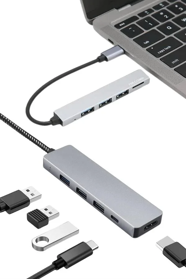 Macbook Pro/air Uyumlu USB Type-C 8 In 1 Hub Dönüştürücü Çevirici Çoklayıcı USB Hdmı cro Sd 8 Girişli