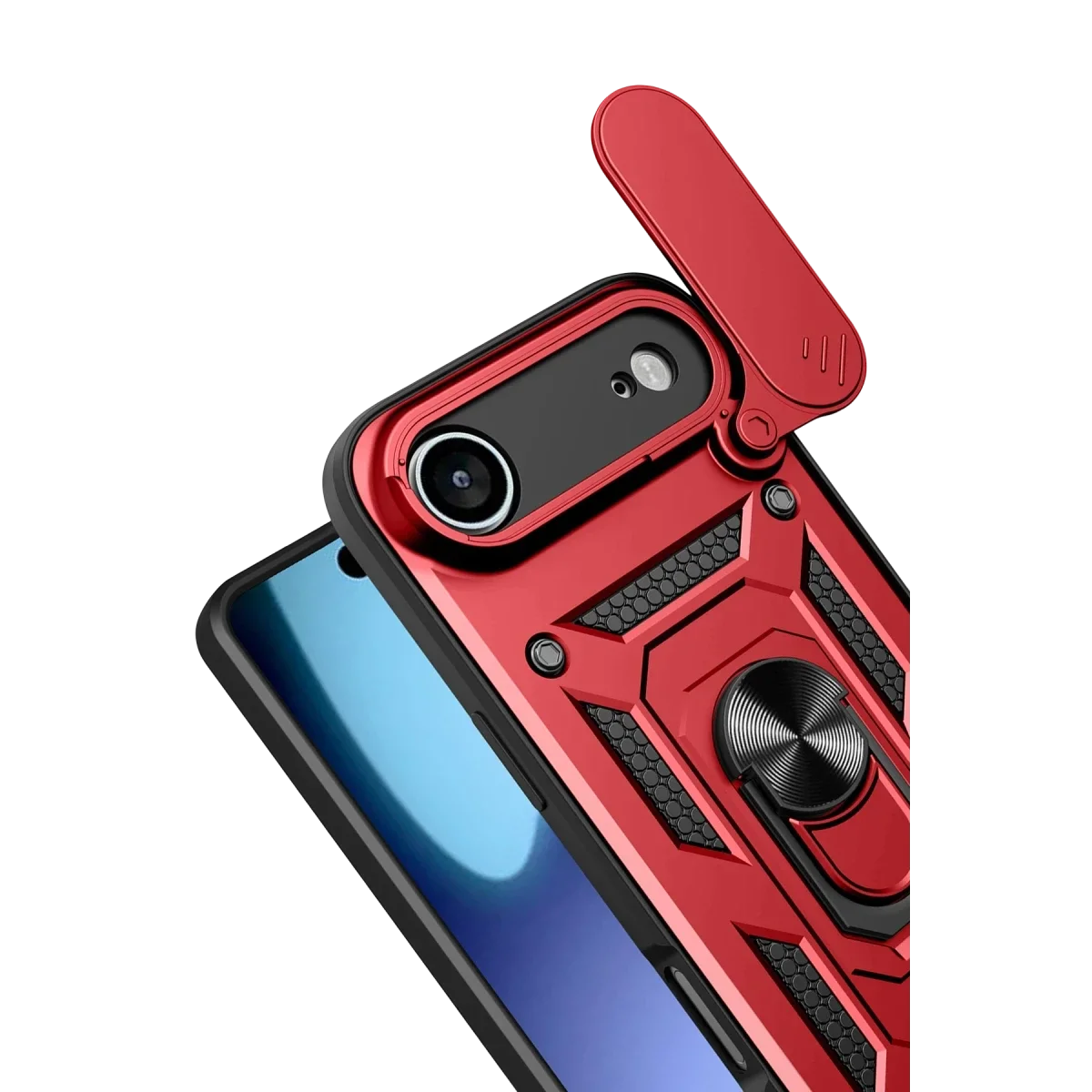 Apple iPhone 17 Air Pars Lens Yüzüklü Silikon - Kırmızı görsel 3