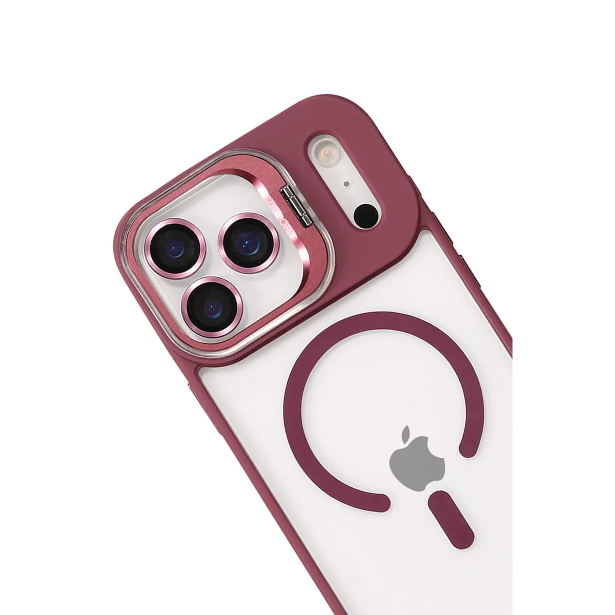 Joko Apple İphone 17 Pro Max Rem Lensli Magsafe Standlı Kapak - Bordo görsel 3