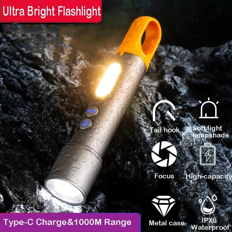 GS-7560 Ultra Parlak COB Led 9 Modlu Askılı Şarjlı El Feneri görsel 5