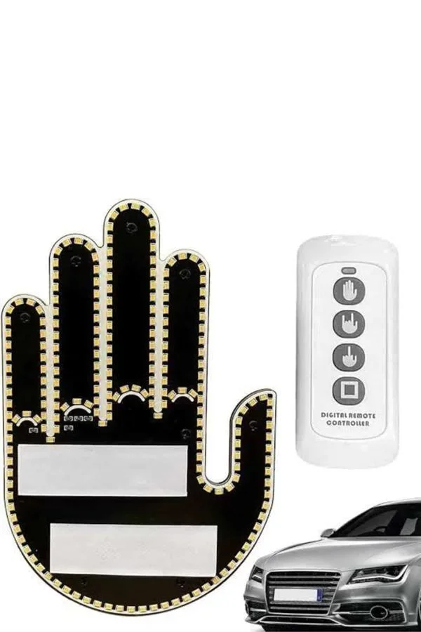 El Orta Parmak Led Kumandalı Araç İçi Reflektör Arka Cam El Simgesi görsel 3