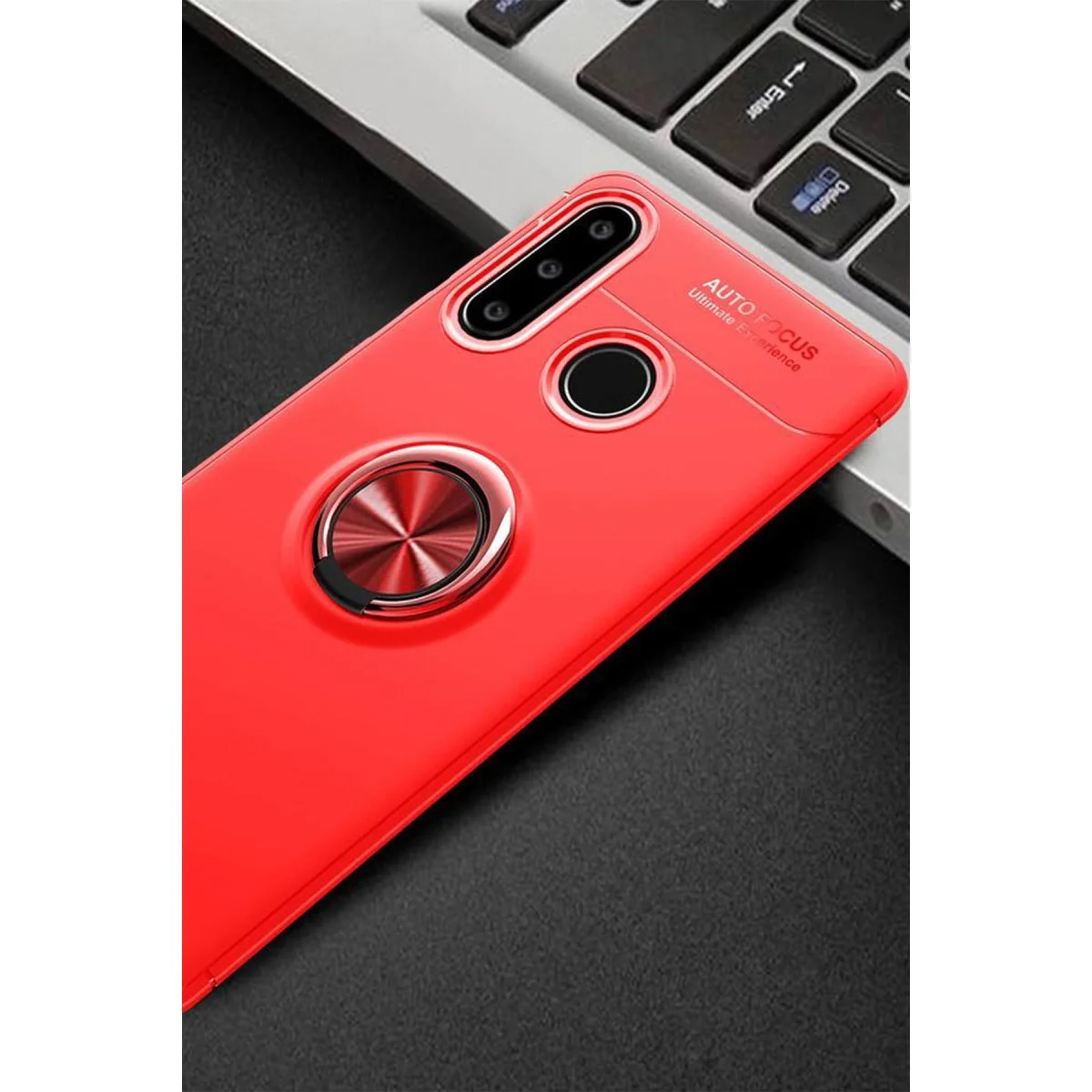 Huawei Y6p Kılıf Range Yüzüklü Silikon - Kırmızı görsel 2