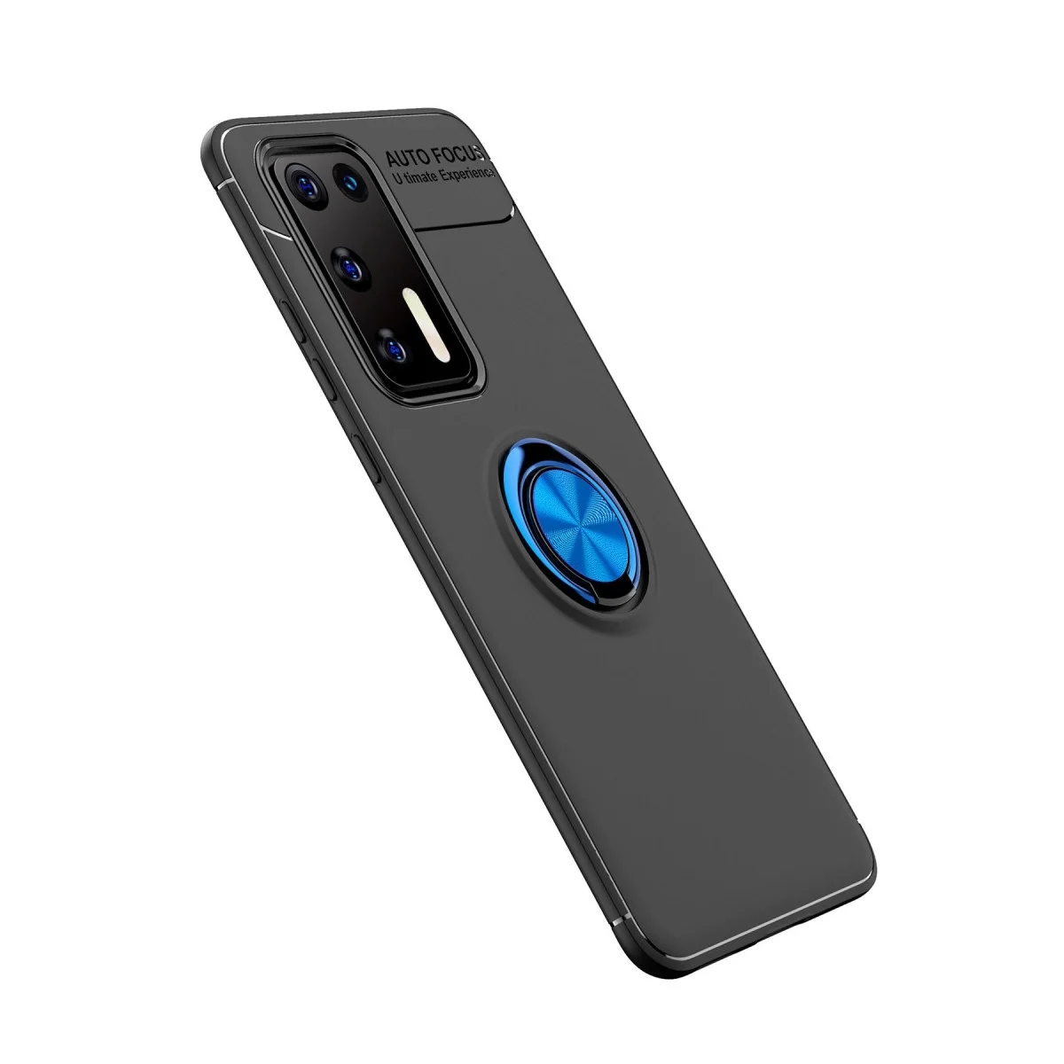 Huawei P40 Kılıf Range Yüzüklü Silikon - Siyah-mavi görsel 2