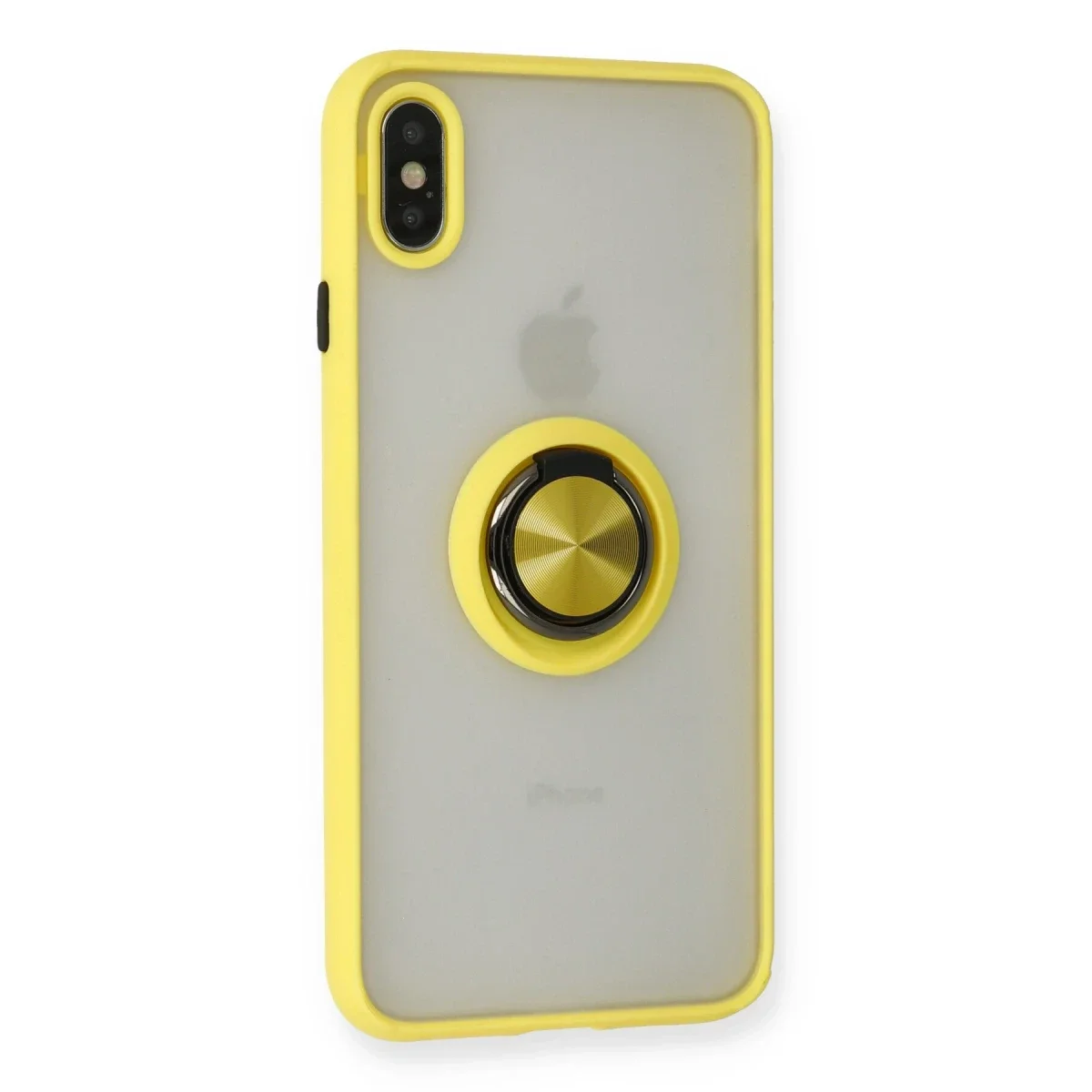 Apple iPhone X Kılıf Montreal Yüzüklü Silikon Kapak - Sarı görsel 2
