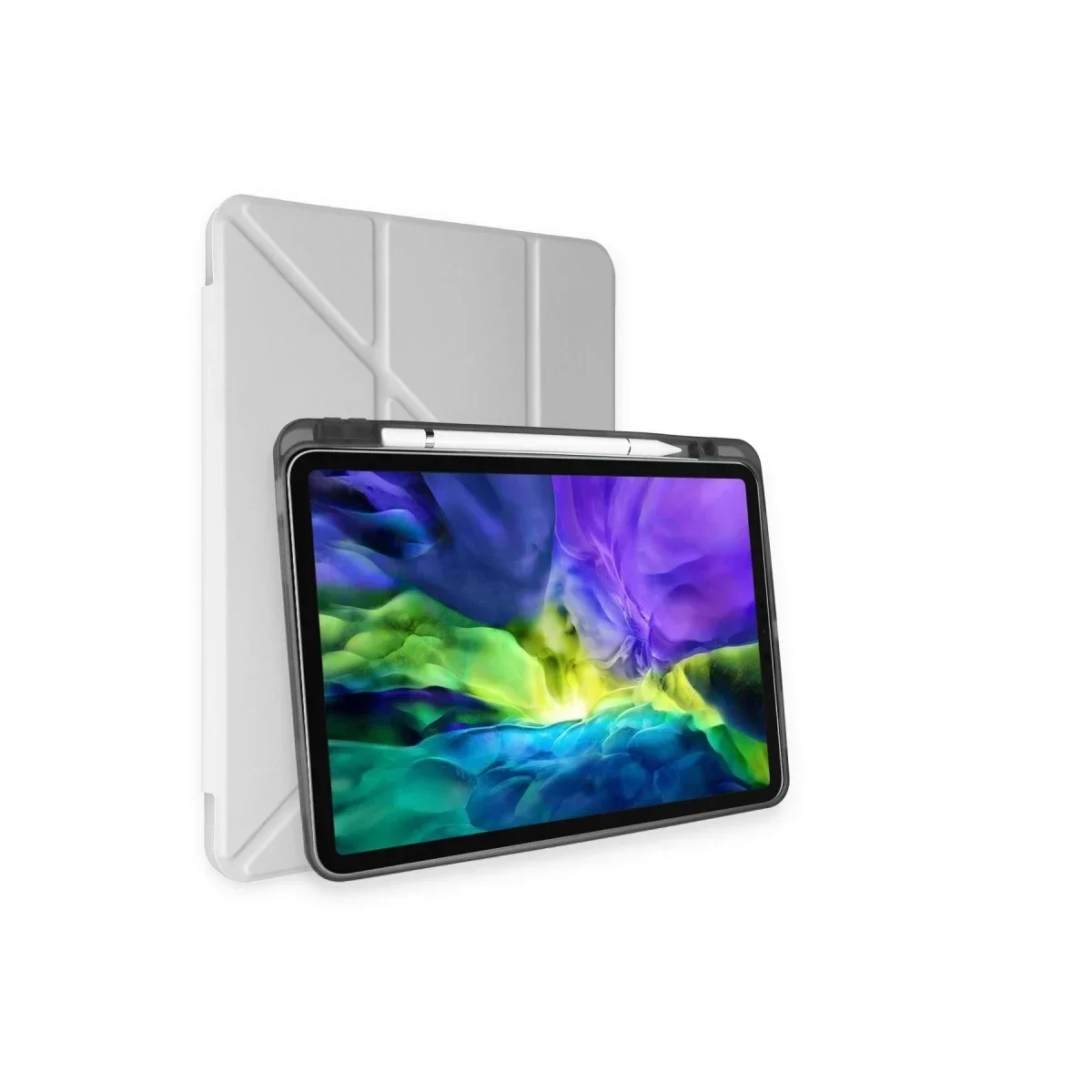 Apple iPad Air 4 10.9 Kılıf Kalemlikli Mars Tablet Kılıfı - Gri