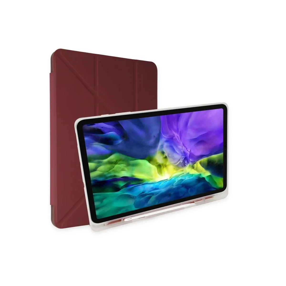 Apple iPad 2025 10.9 10.Nesil (A16) Kılıf Kalemlikli Mars Tablet Kılıfı - Mürdüm
