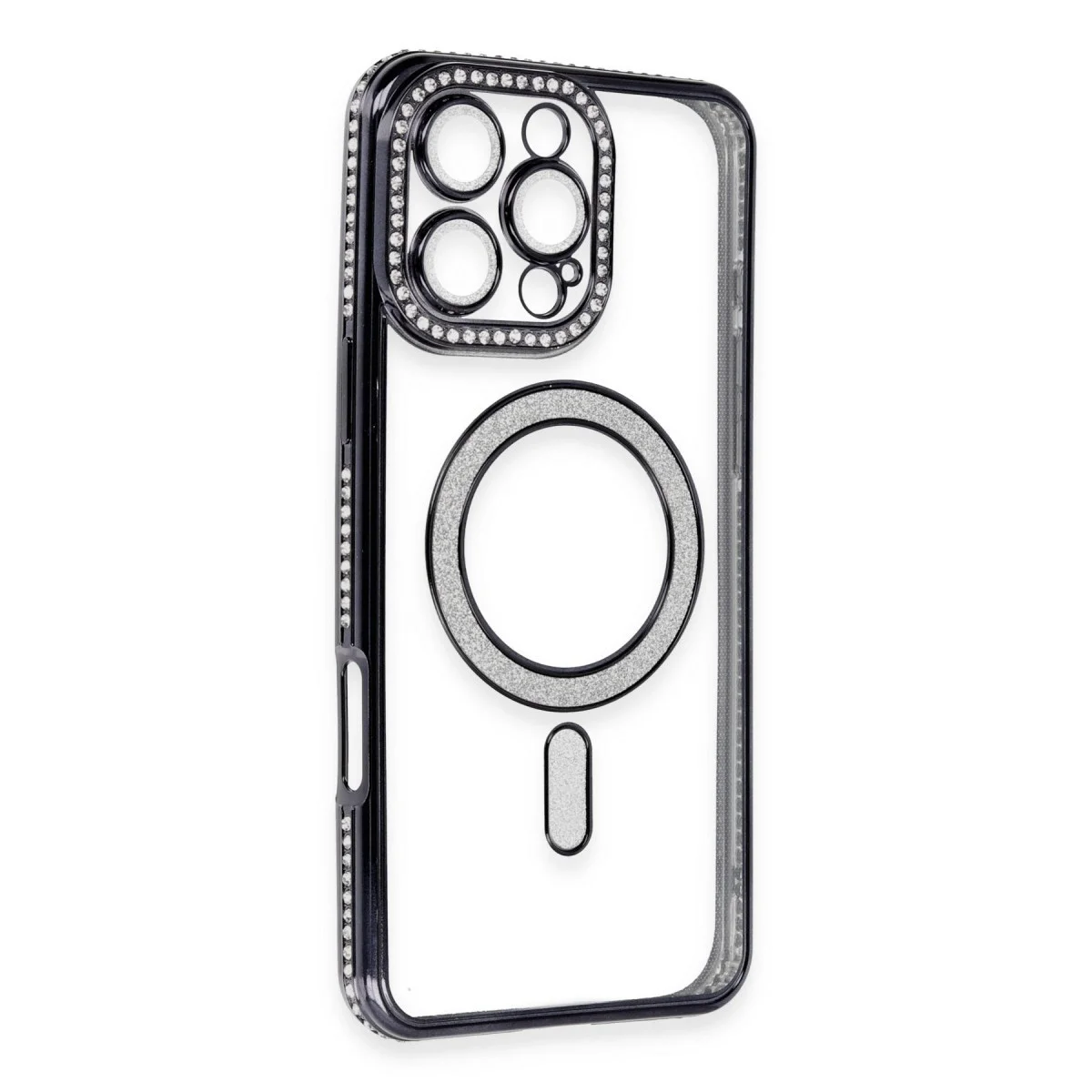 Apple İphone 16 Pro Kılıf Joke Simli Magneticsafe Kılıf - Siyah görsel 3
