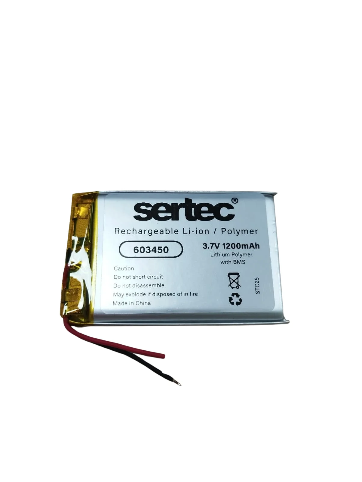603450 3.7V 1200 MAh Li-Polymer Pil (Devreli/1.5A)