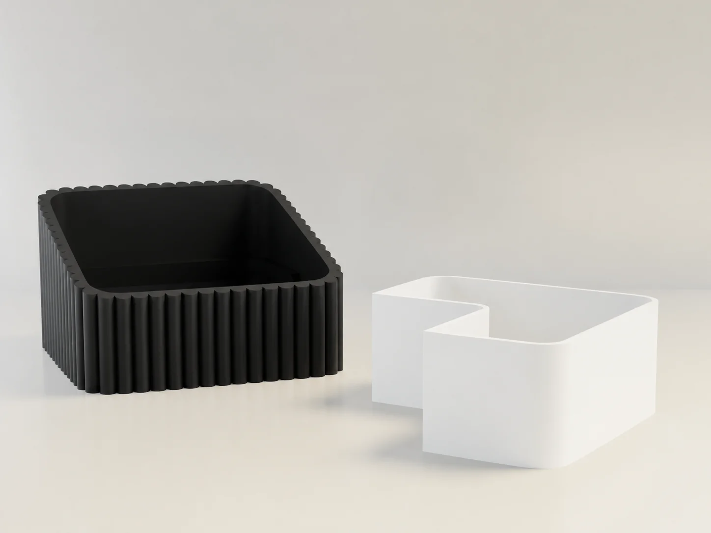 3D Baskı Fıstık Kasesi - Çift Hazneli Kabuk Ayırıcı Sunum Kasesi - Siyah Beyaz görsel 2