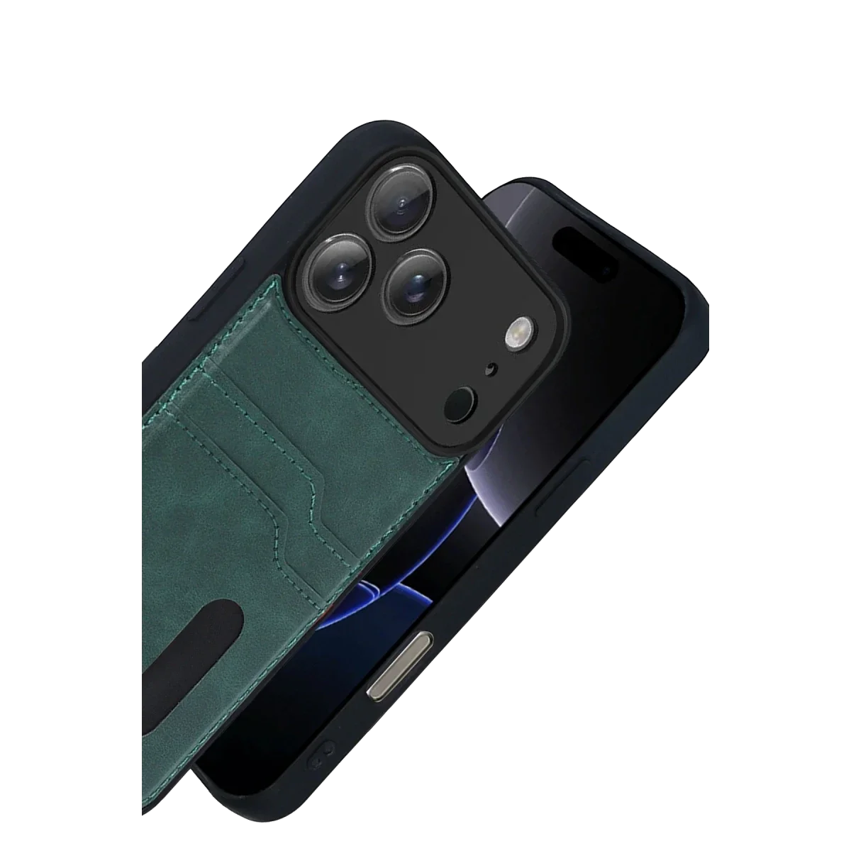 Apple iPhone 17 Pro Sara Kartvizitli Deri Kılıf - Yeşil görsel 3