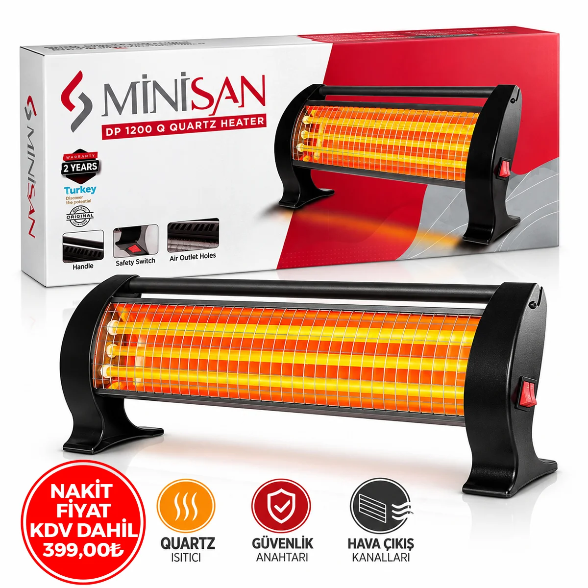( 3 Çubuk) ( Masa Altı) Mini Isıtıcı Soba görsel 2