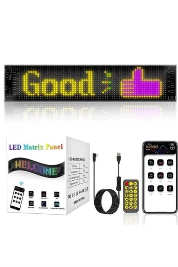 Led Matrix Bluetooth Bağlantılı Araç Camına Uygun Pixsel Görünümlü 16X96 pixel görsel 4