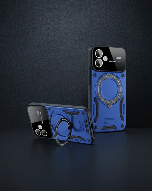 Samsung Galaxy A05 Kılıf Joy Lens Standlı Kapak - Lacivert