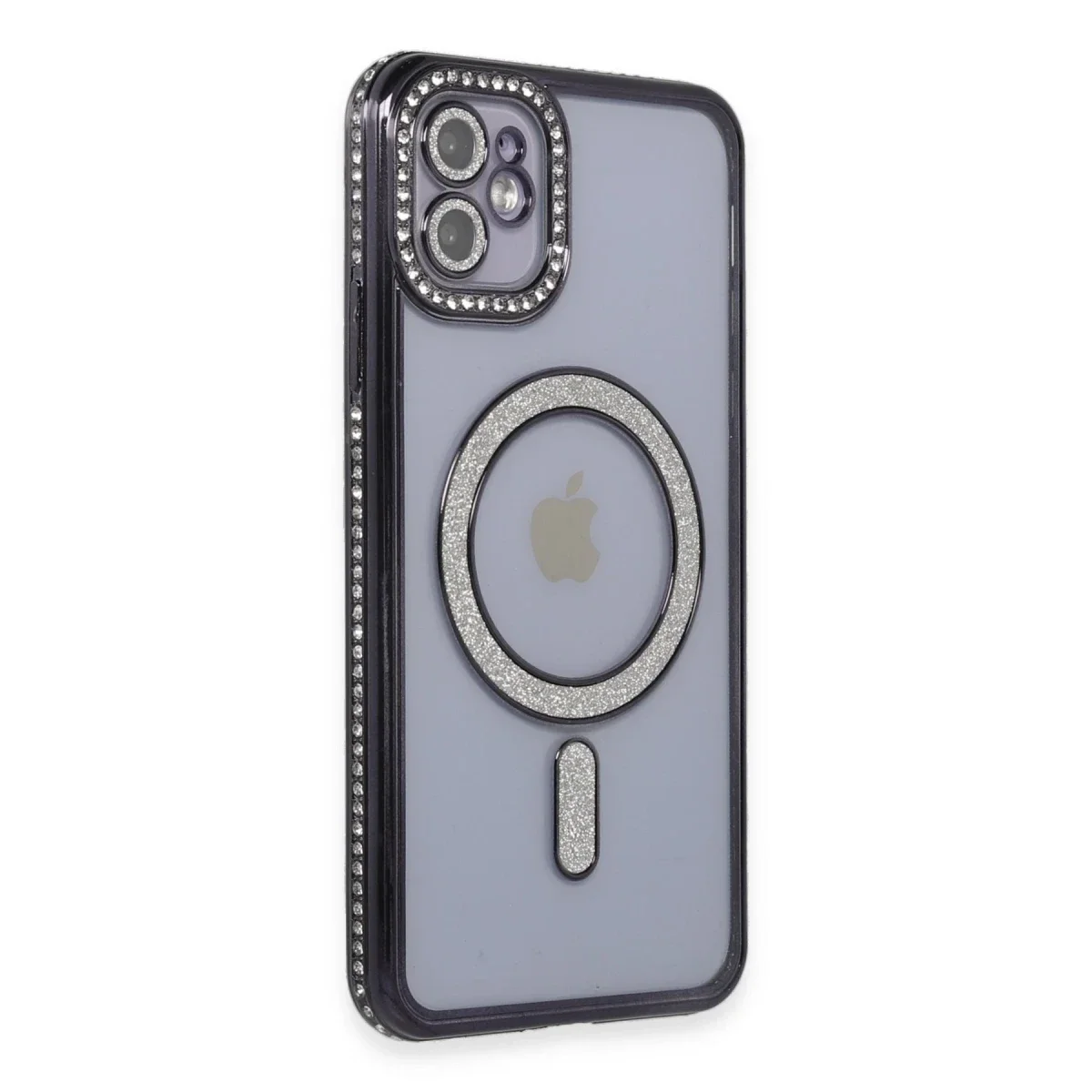 Apple iPhone 11 Kılıf Joke Simli Magneticsafe Kılıf - Siyah görsel 2