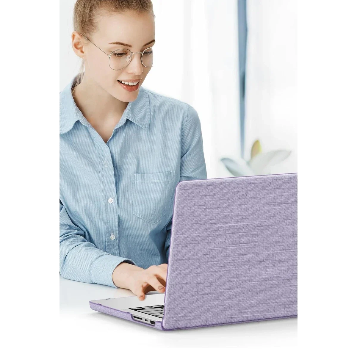 Apple Macbook Air 15 2023 Macbook Kumaş Kapak - Mor görsel 4
